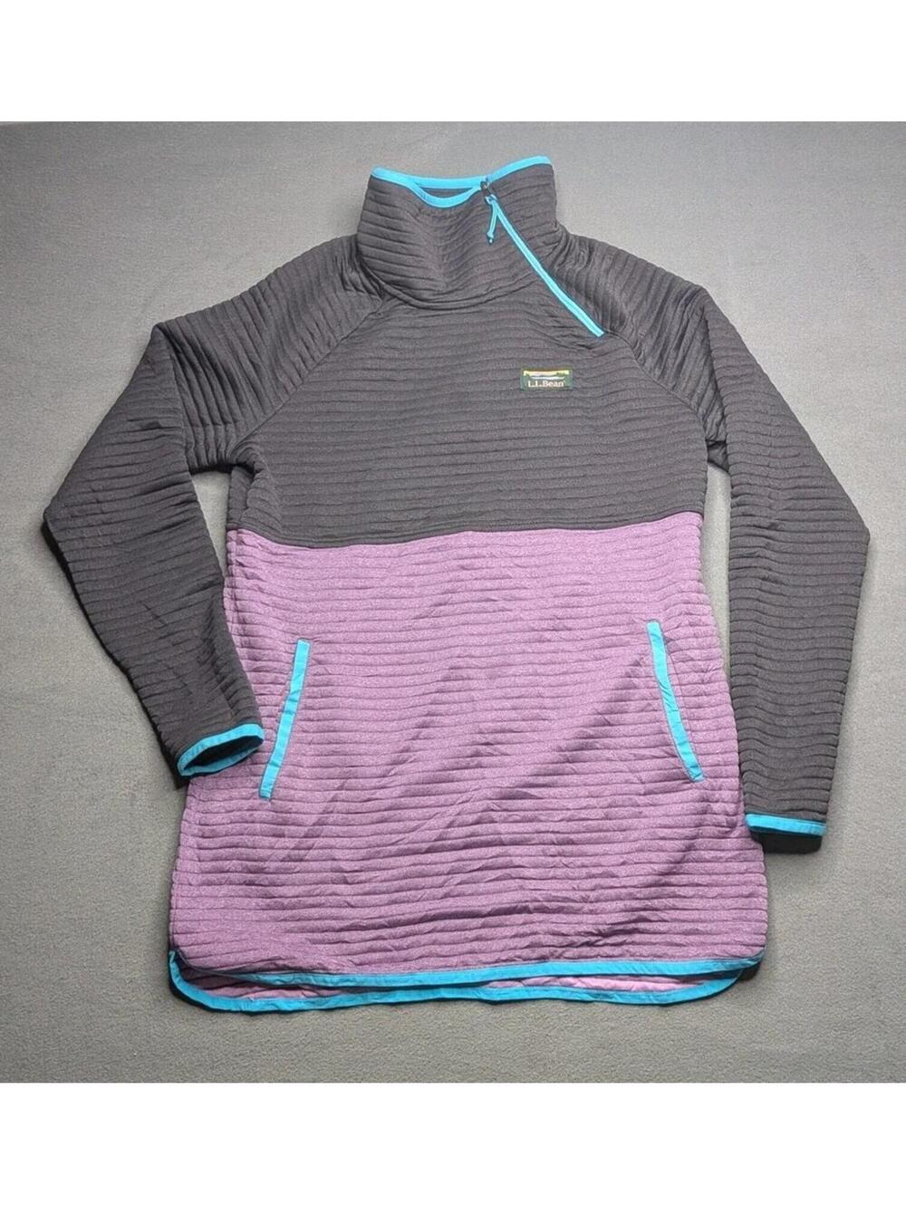 L.L. Bean Sweatshirt Womens XS Gray Colorblock 1/4 Zip Fleece Pullover Hiking